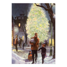 Achats de Noël de papa avec les enfants dans la ne Invitation