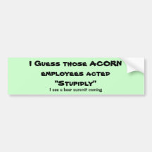 Acorn Acted "Stupidly" Bumper Sticker