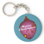 Acornament Mauve Retro Christmas Ornament Keychains