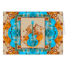 Acoustic Guitar Floral Grunge Vintage Cards