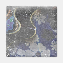 acoustic guitar flower dress grunge scratch music. fridge magnets
