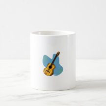 Acoustic Guitar Graphic Blue Behind Mugs