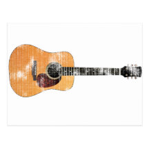 Acoustic Guitar horizontal (distressed) Postcards