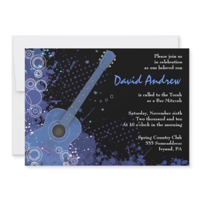 Acoustic Guitar Musical Bar Bat Mitzvah Invitation by Marlalove73