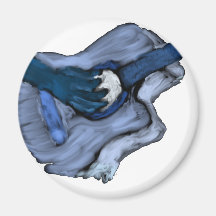 Acoustic Guitar painting, blue inversion Refrigerator Magnets