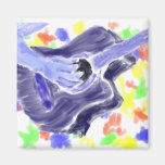 Acoustic guitar painting one arm blue grey refrigerator magnets