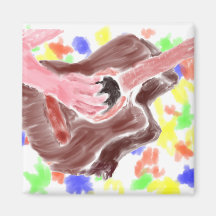 Acoustic guitar painting red version one arm refrigerator magnets