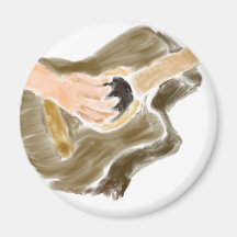 Acoustic guitar player design, hands and guitar fridge magnets