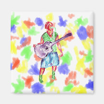 acoustic guitar player female singer musician magnets