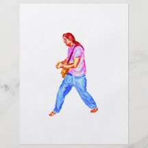 acoustic guitar player pink shirt  jeans full color flyer