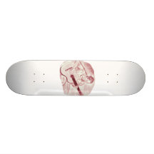 acoustic guitar player sit burgundy sketch custom skate board