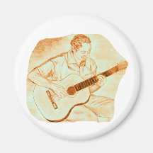 acoustic guitar player sitting pencil orange fridge magnets