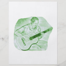 acoustic guitar player sitting pencil sketch green flyers