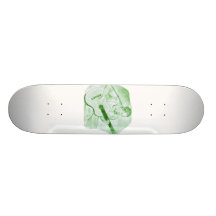 acoustic guitar player sitting pencil sketch green skate deck