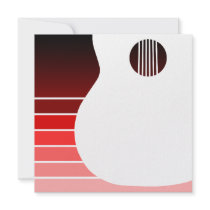 acoustic guitar silhouette : red fade invitations