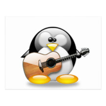 Acoustic Guitar Tux (Linux Tux) Postcards