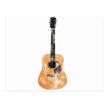 Acoustic Guitar vertical distressed Post Card