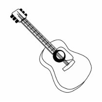 Acoustic Guitar White Outline Guitar Graphic Photo Cutouts