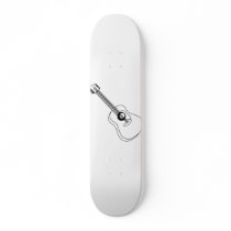 Acoustic Guitar White Outline Guitar Graphic Custom Skate Board