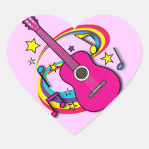 Acoustic Guitar with Rainbow Stickers