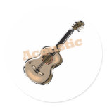 acoustic guitar with text stickers