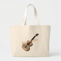 acoustic guitar with text tote bags