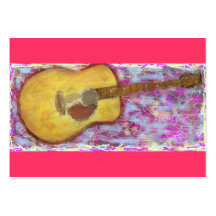 acoustic guitar with yellow patina business card