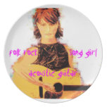acoustic song girl art party plate