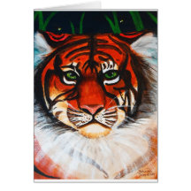 Acrylic Tiger Face Greeting Cards