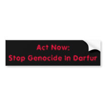 Act Now:Stop Genocide In Darfur Bumper Sticker