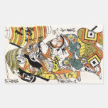 Acteur vintage japonais frais de kabuki de guerrie autocollants en rectangle