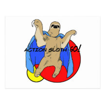 Action Sloth Coloured Post Cards
