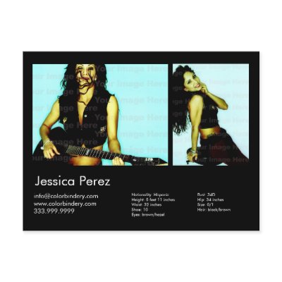 Actor & Model 2 Shot Black Headshot Comp Post Card by MyBindery