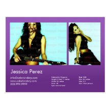 Actor & Model 2 Shot Violet Headshot Comp Postcard