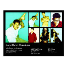 Actor/Model Black Headshot Card Post Cards