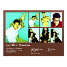 Actor & Model Brown Headshot Comp Postcard