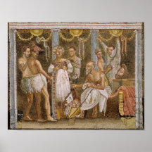 Actors rehearsing for a Satyr play, c.62-79 AD Poster
