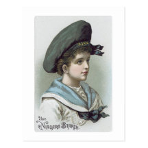 Ad Label Niagara Starch Victorian Boy Postcard