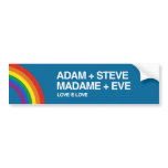 ADAM AND STEVE = LOVE bumper stickers