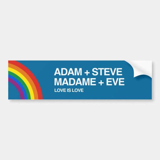 ADAM AND STEVE = LOVE BUMPER STICKER