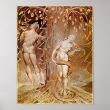 Adam, Eve & Serpent in the Garden of Eden by Blake Poster