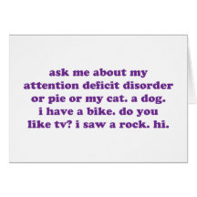 ADD ADHD Funny Quote - Purple Greeting Card