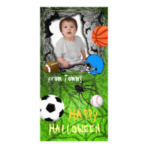 Add Image Sport Halloween Photo Card Green