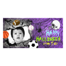 Add Image Sport Halloween Photo Card Purple