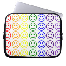 Add Text & Images Gifts: Rainbow Smiley Faces Laptop Computer Sleeves