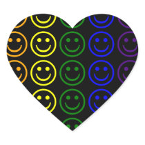 Add Text & Images Gifts: Rainbow Smiley Faces Heart Sticker