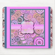 Add Text Monogram Circles Pink Blue Mousepad