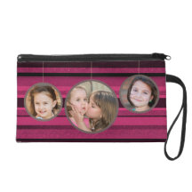 Add Your Own Photo Frame Stripes Bagettes Bag Wristlet Purses