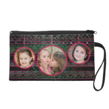 Add Your Own Photo Frame Stripes Bagettes Bag Wristlet Clutch
