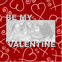 ADD Your Photo Be My Valentine Frame - Red Hearts Photo Cut Out